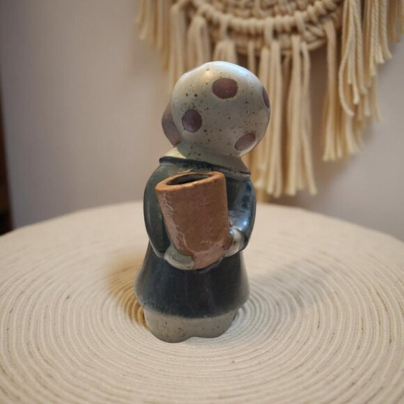 Vintage Japan Ceramic Child Vase Mid Century Figurine with Basket Whimsical Kawa - Picture 5 of 9